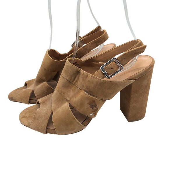 Halogen Womens Raven Sandals Slingback Block Heel Suede Open Toe Brown 9 - Picture 4 of 9